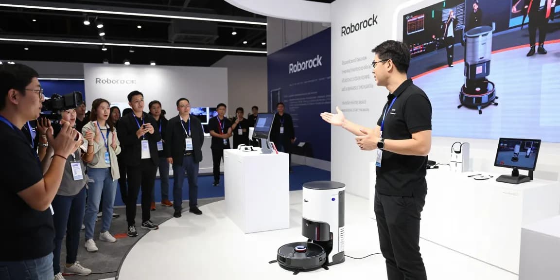 Roborock 2026's Saros Rover robotic vacuum launch at CES 2026 showcasing innovative wheel-leg architecture.