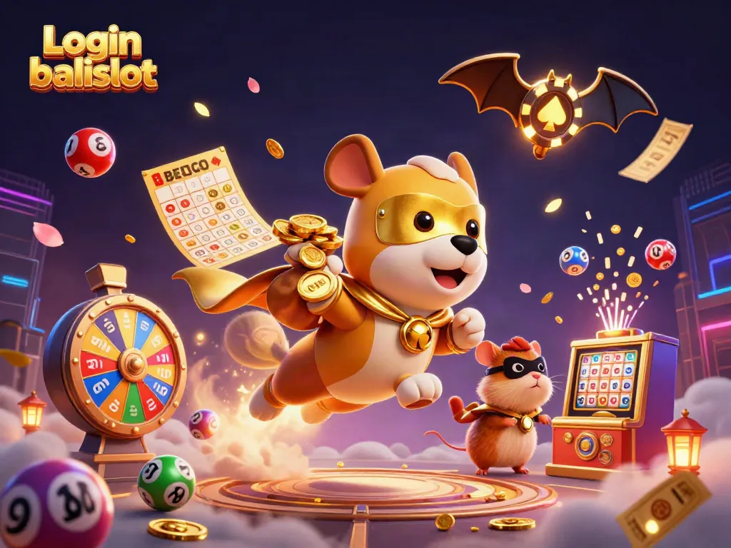 Experience the excitement of casino games with Login balislot, featuring a superhero dog and colorful lottery elements.