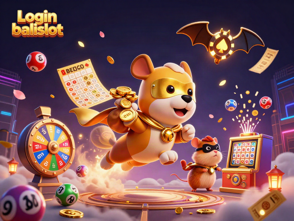 Experience the excitement of casino games with Login balislot, featuring a superhero dog and colorful lottery elements.