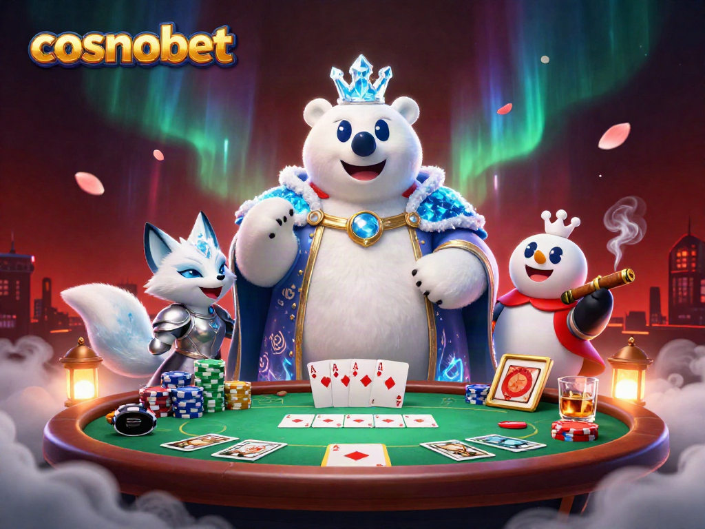 Experience the thrill of cosmobet with a vibrant casino scene featuring ice king and gaming action.