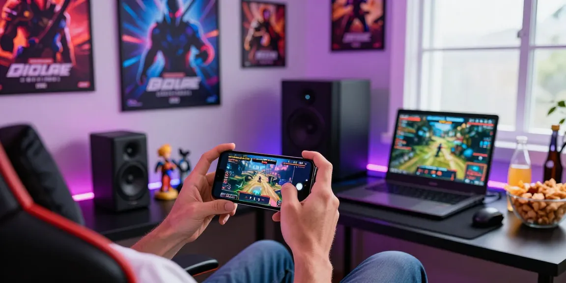 Engaging mobile porn game experience in a modern gaming setup.