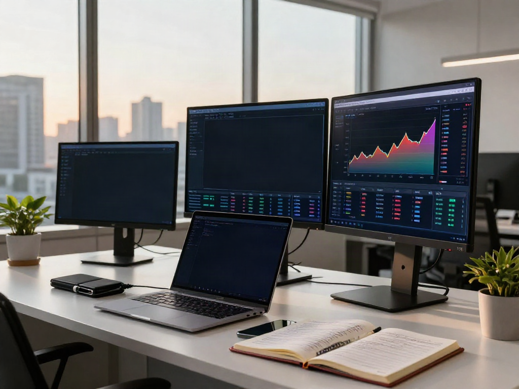 Durov2 cryptocurrency trading workspace featuring live exchange interface and yield farming dashboard with secure hardware wallet setup.