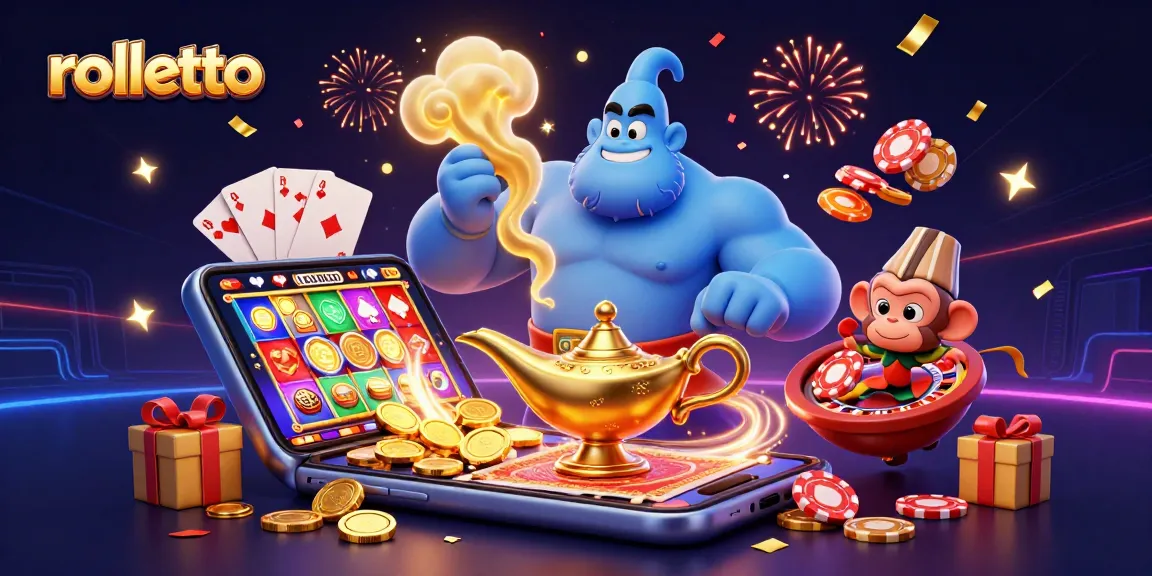 Experience the excitement at Rolletto Casino with vibrant poker chips and thrilling casino elements.