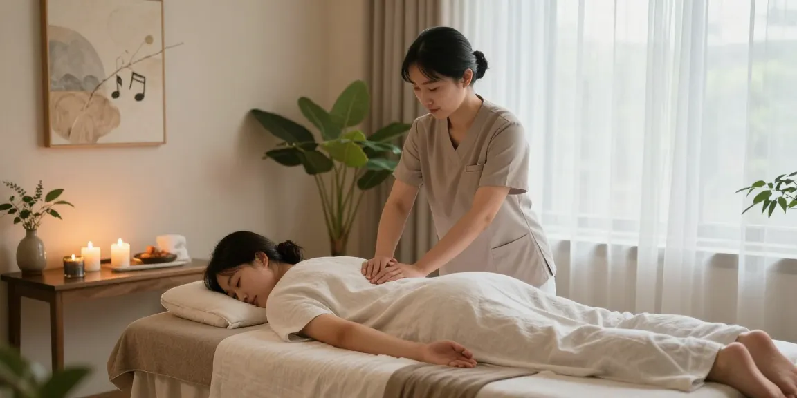 Peaceful 수원출장안마 session with professional therapist in a calming wellness setting.