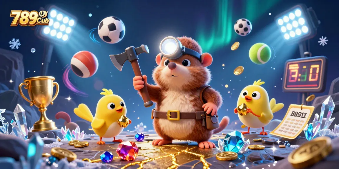 Engage in thrilling gameplay at 789Club with a treasure hunter and dynamic sports elements.